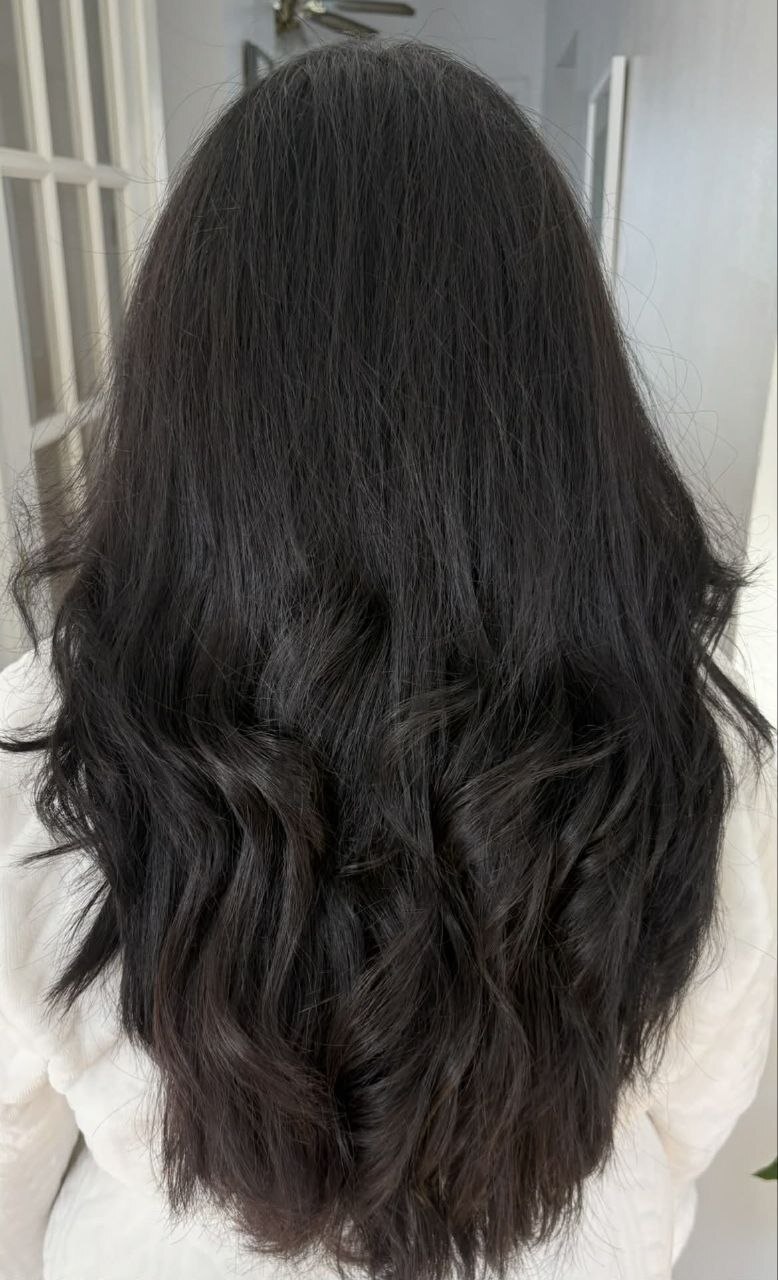Dark layered curls